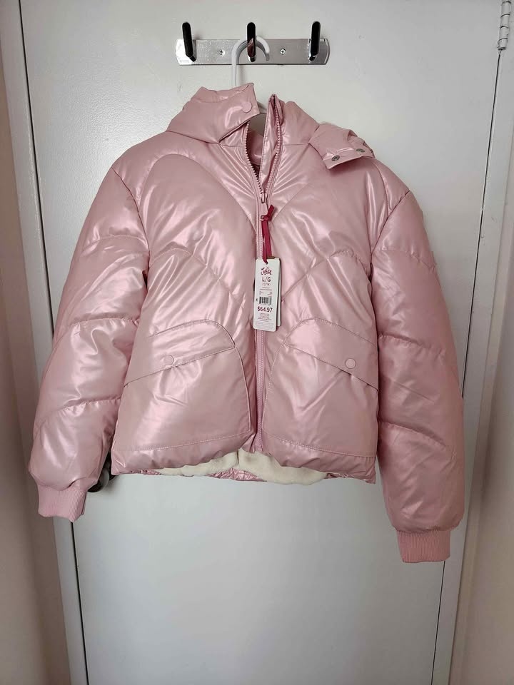Brand New Justice Girls Pink Puffer Jacket – Size L (10/12) 💗❄️