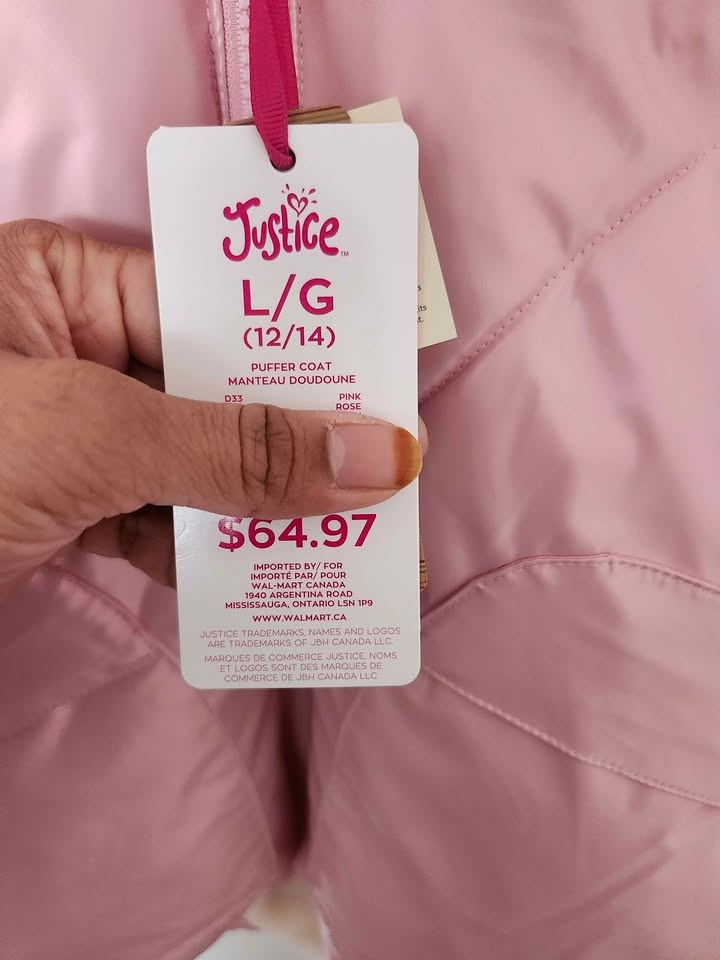 Brand New Justice Girls Pink Puffer Jacket – Size L (10/12) 💗❄️ - photo 3