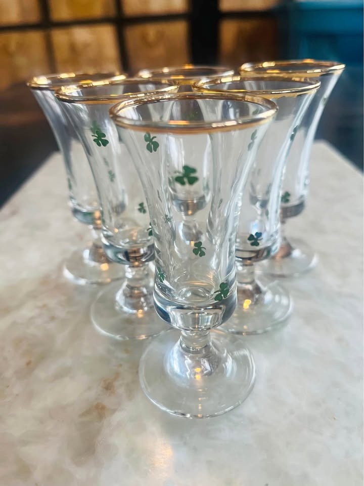 6 Shamrock Liqueur Glasses