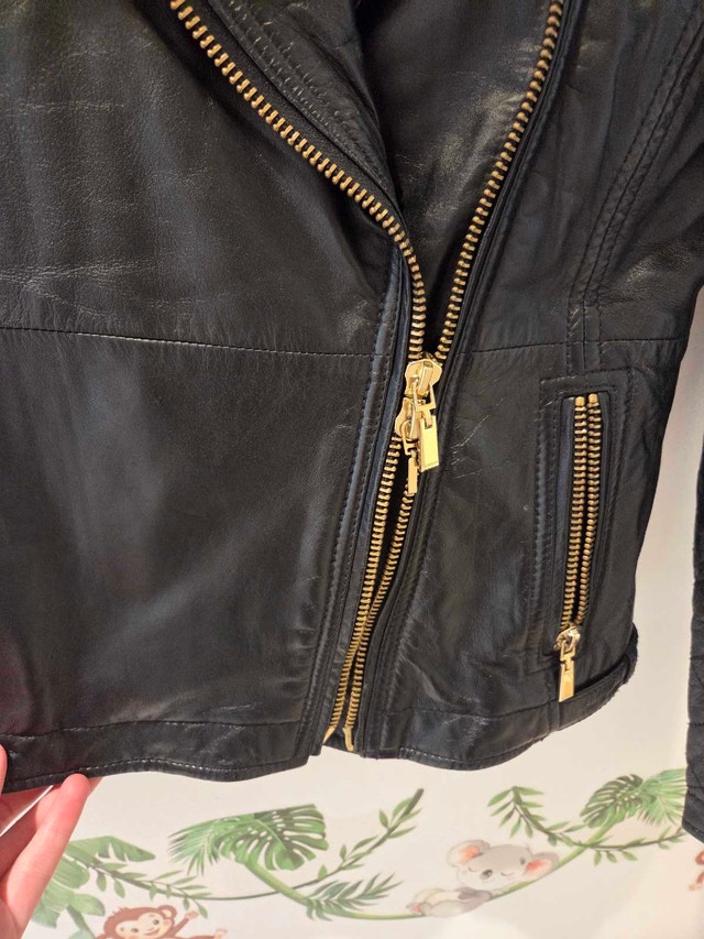 Black Leather Biker Jacket - photo 5