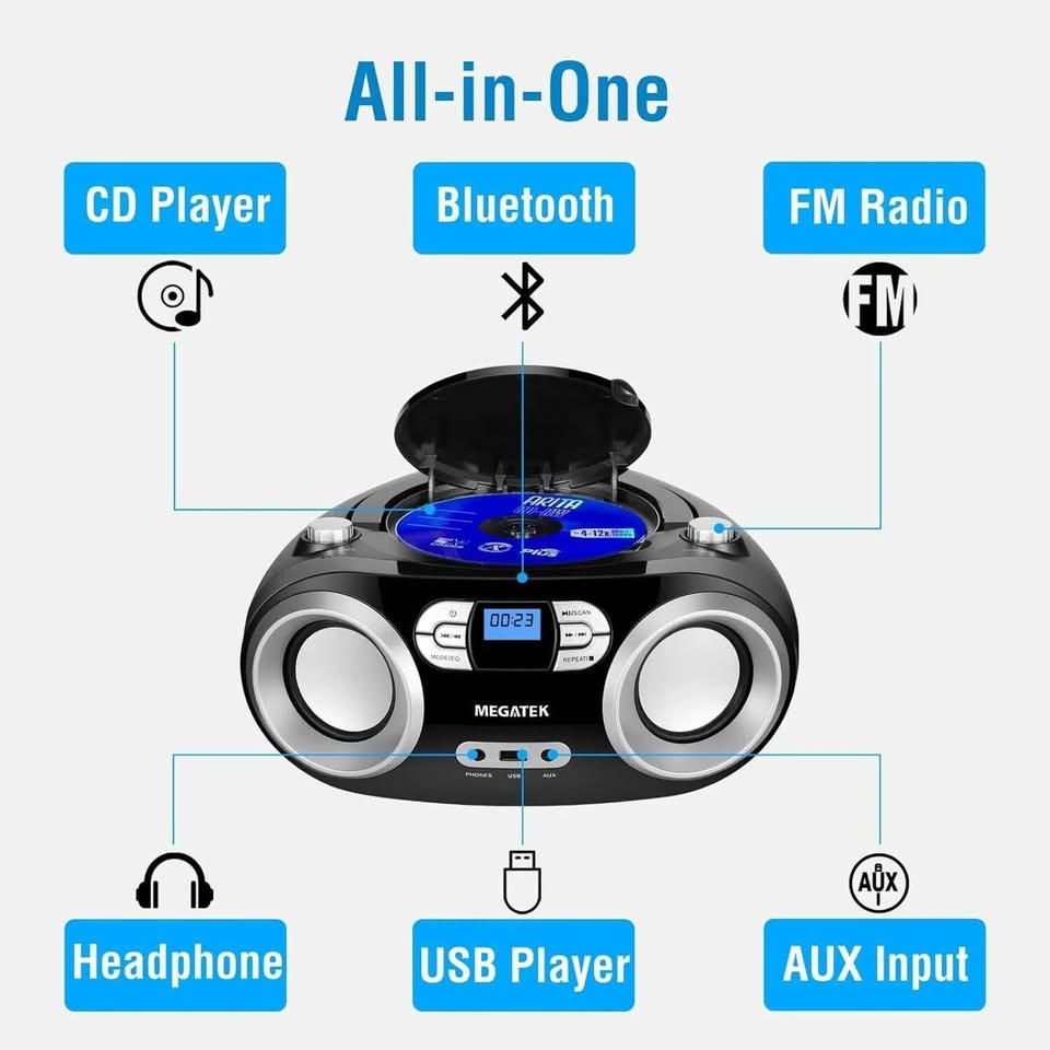 Portable CD Player Boombox with FM Radio - photo 2