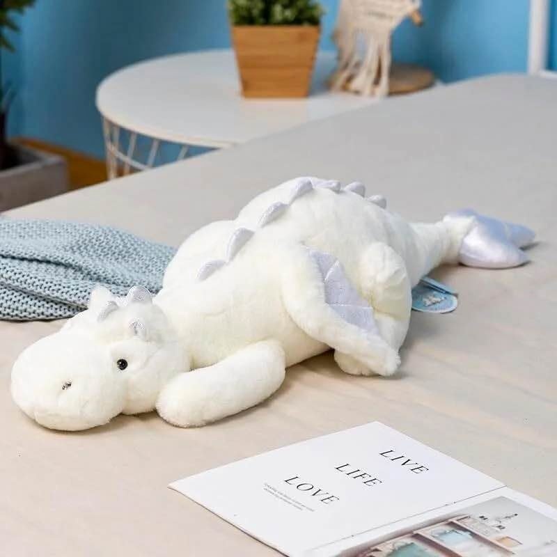 Weighted Dragon Stuffed Animal, Large White Dragon Plush