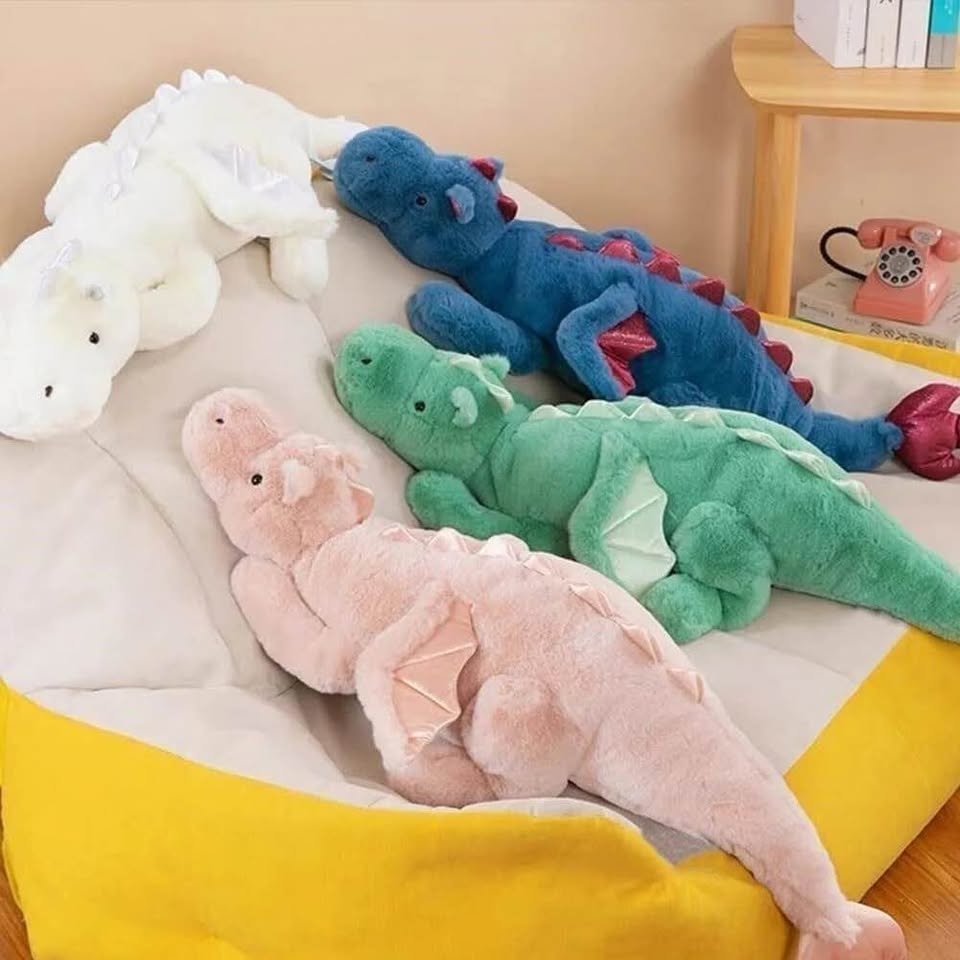 Weighted Dragon Stuffed Animal, Large White Dragon Plush - photo 2