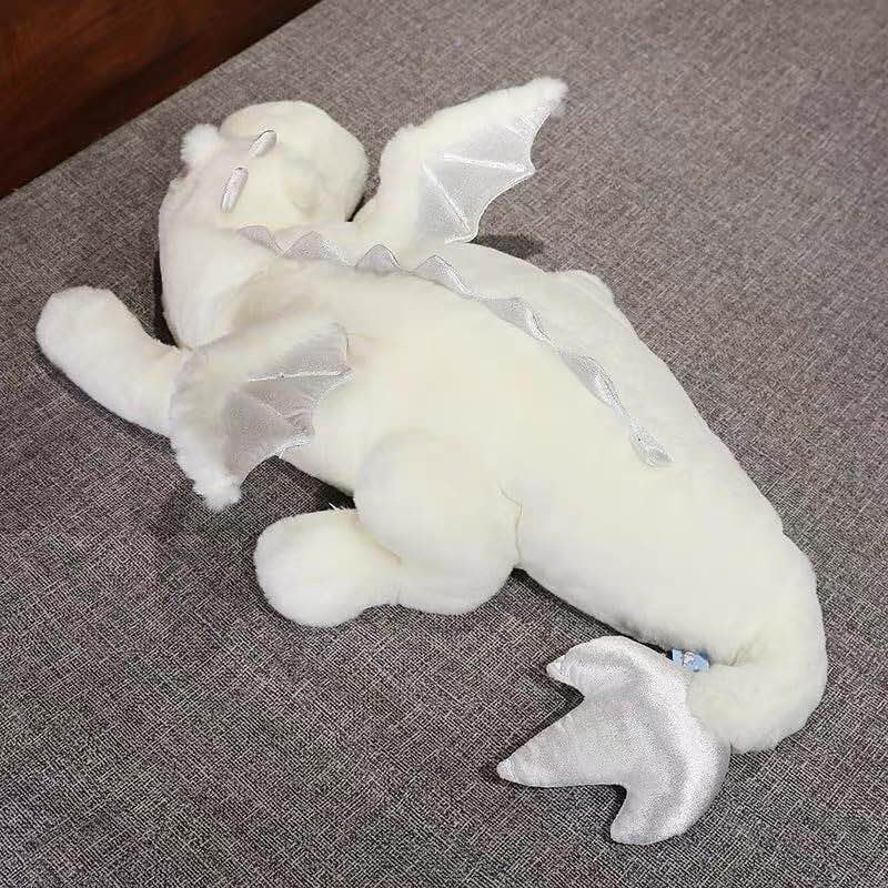Weighted Dragon Stuffed Animal, Large White Dragon Plush - photo 3