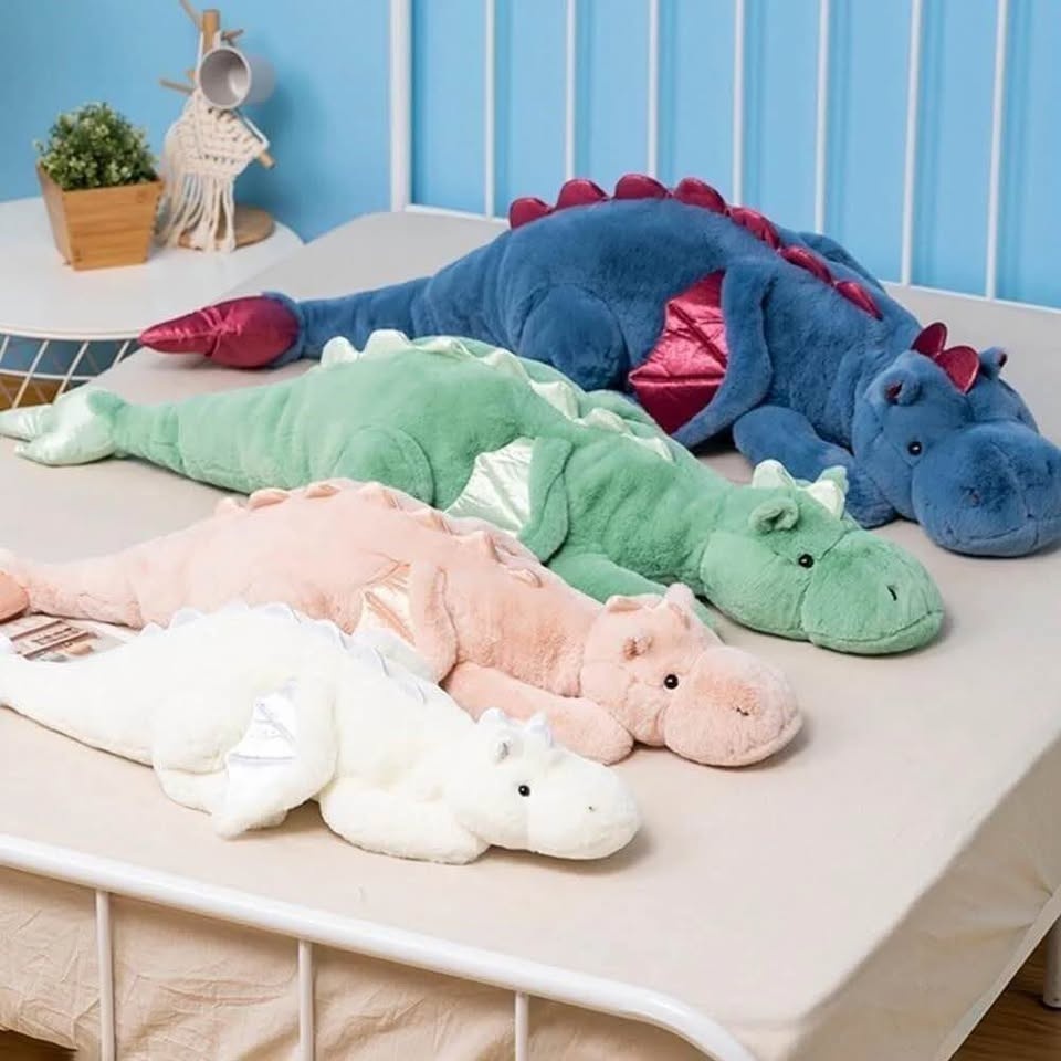 Weighted Dragon Stuffed Animal, Large White Dragon Plush - photo 4