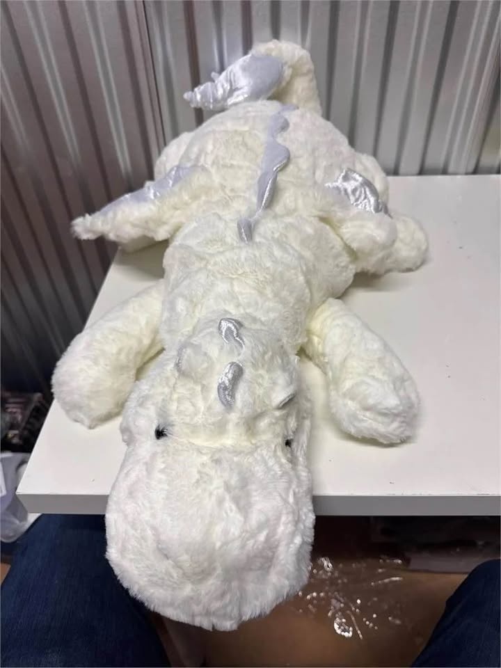 Weighted Dragon Stuffed Animal, Large White Dragon Plush - photo 5