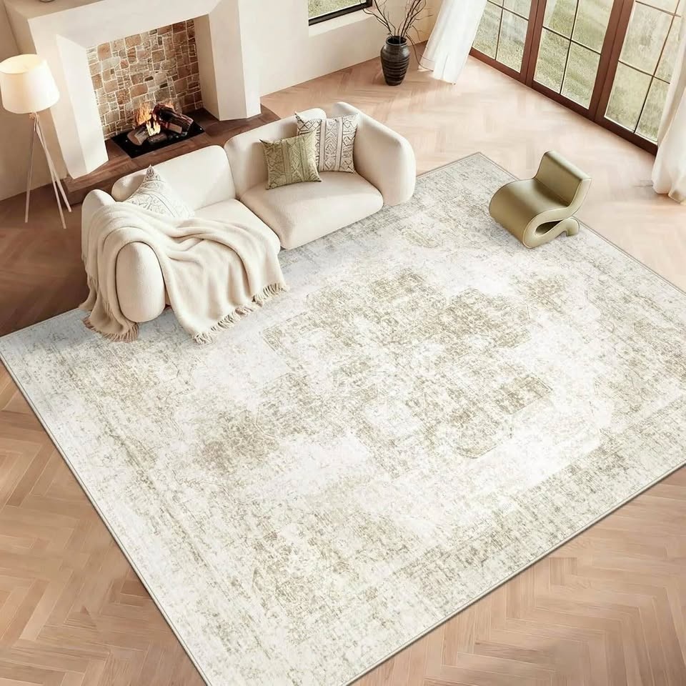 9x12 Area Rug for Living Room, Washable Vintage Boho Medallion