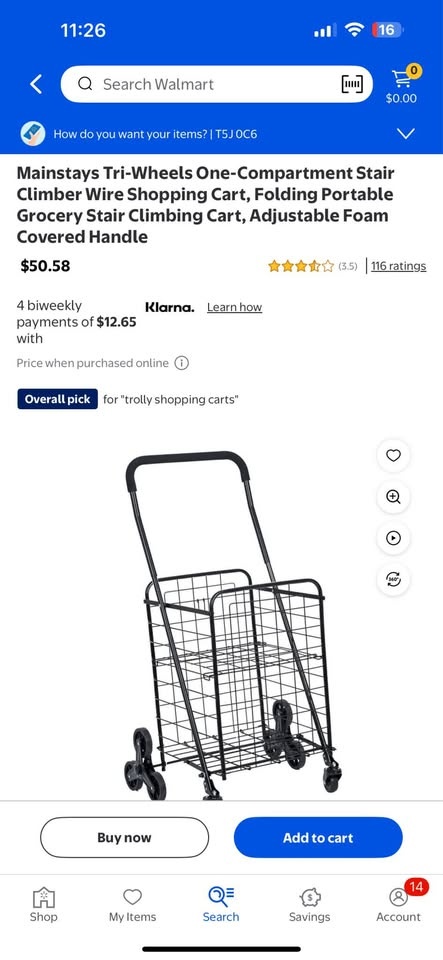 Tri-Wheels Climber Wire Shopping Cart - photo 2