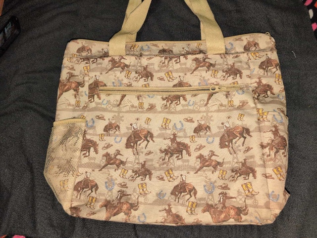 Tote Bag with Cowboy Pattern