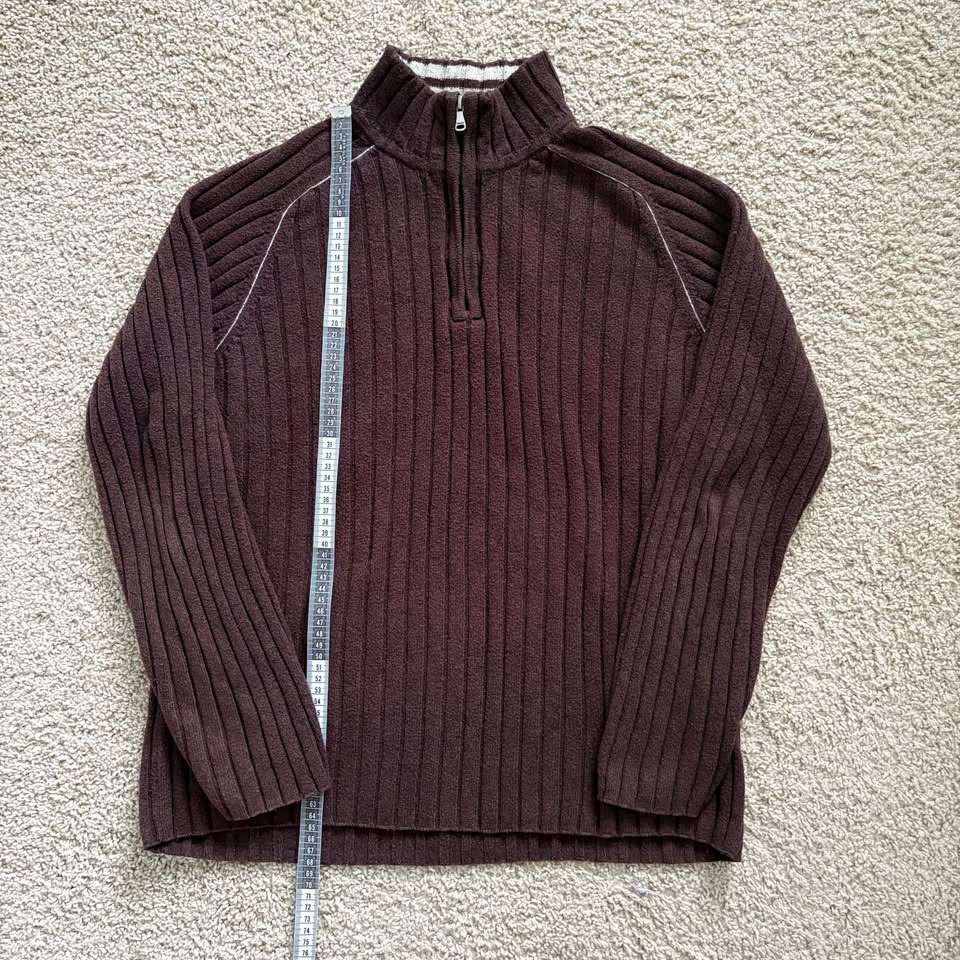 RW&CO. Men's Medium Ribbed Chocolate Brown Cotton Lambswool Half - photo 5