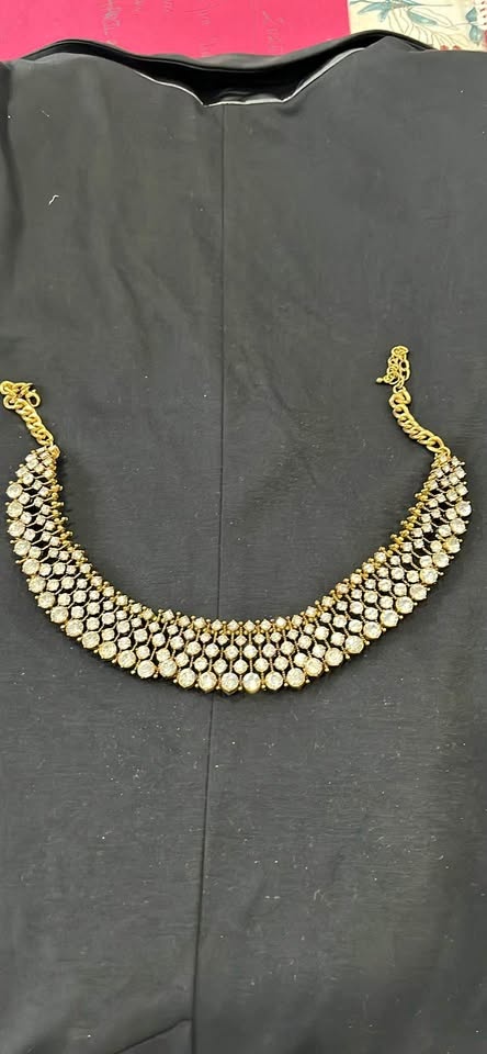 Sparkly Gold Tone Stone Necklace