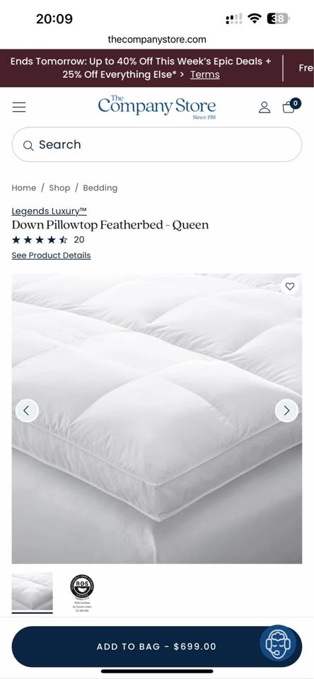 Company Store Legends Luxury Down Pillowtop Featherbed - Queen - photo 5