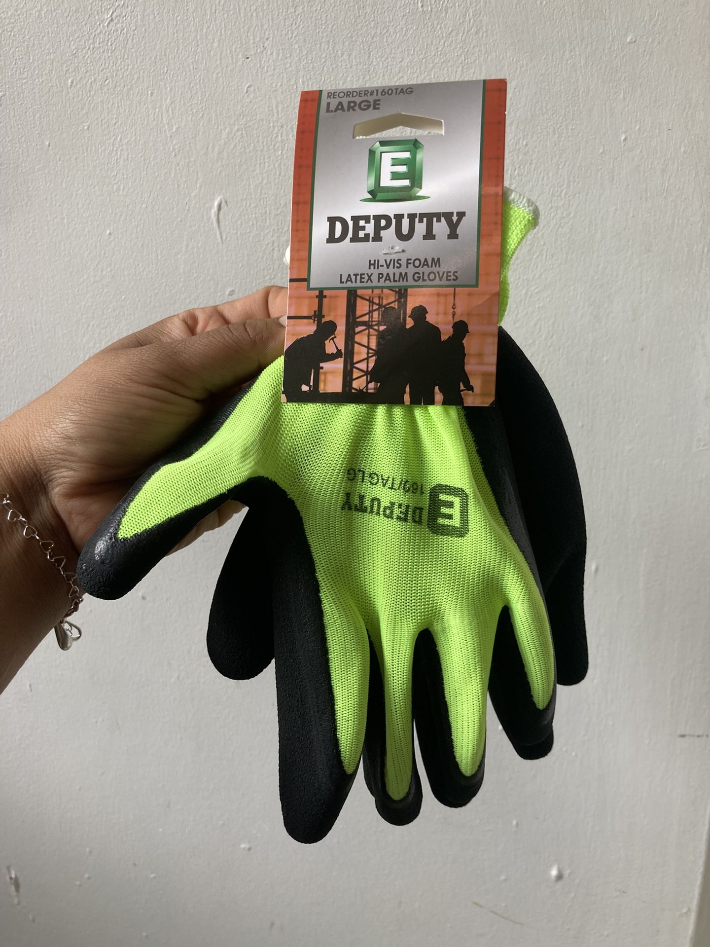 4 Pairs Deputy Hi-Vis Foam Latex Palm Gloves - Large - photo 2