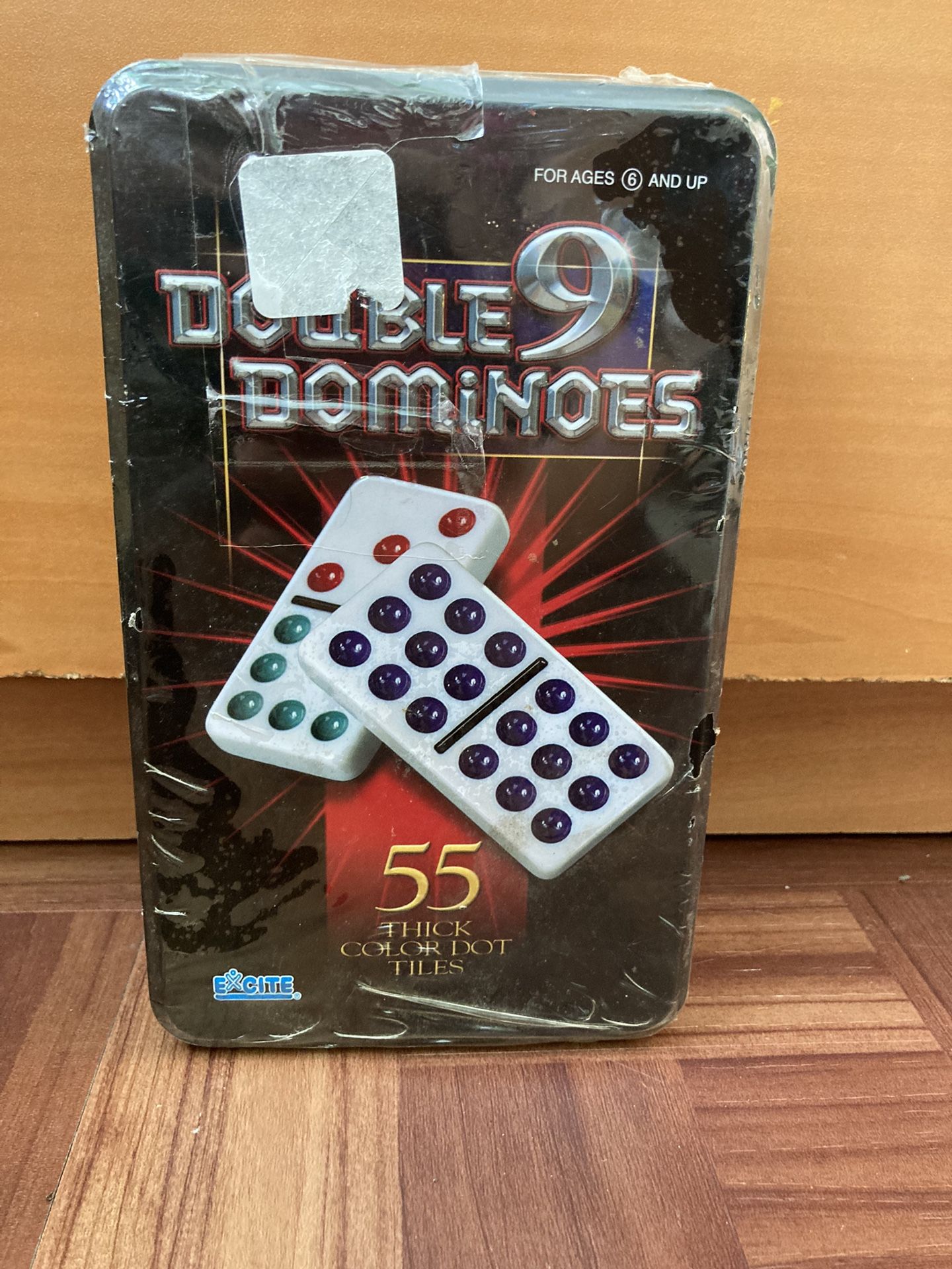 NEW Excite Double 9 Dominoes In Tin Assorted Colors