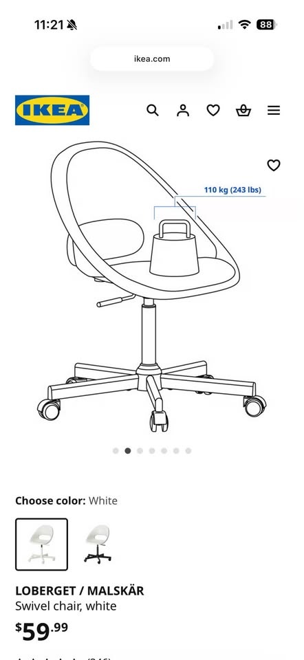 IKEA desk chair White - photo 2