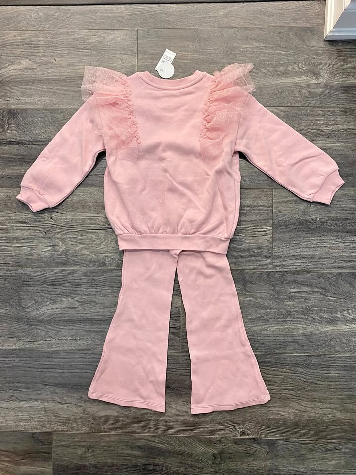 4T & 6T Tulle Sweatshirt & Rib Flare Leggings Set