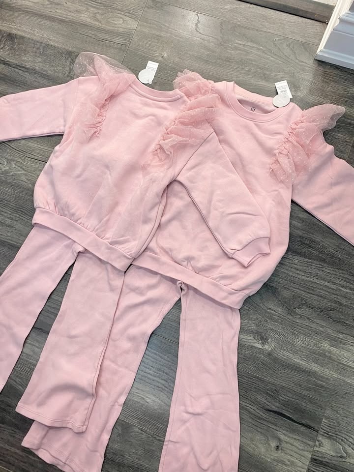 4T & 6T Tulle Sweatshirt & Rib Flare Leggings Set - photo 2