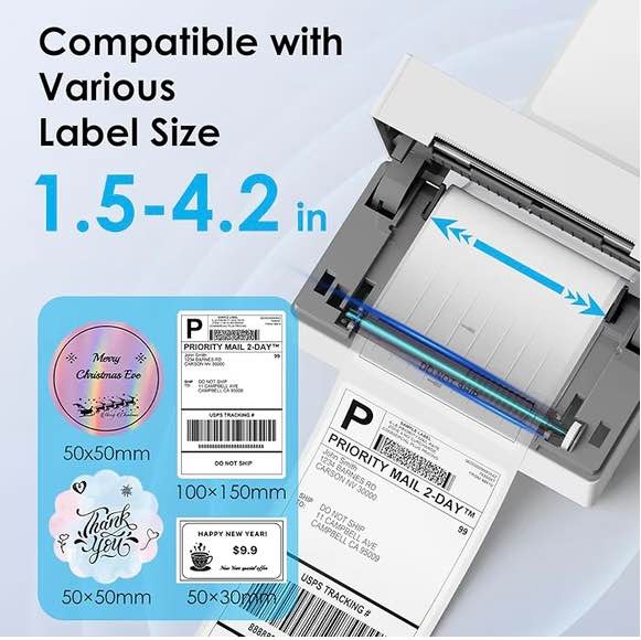 Bluetooth Thermal Shipping Label Printer, 4x6 Portable - photo 2