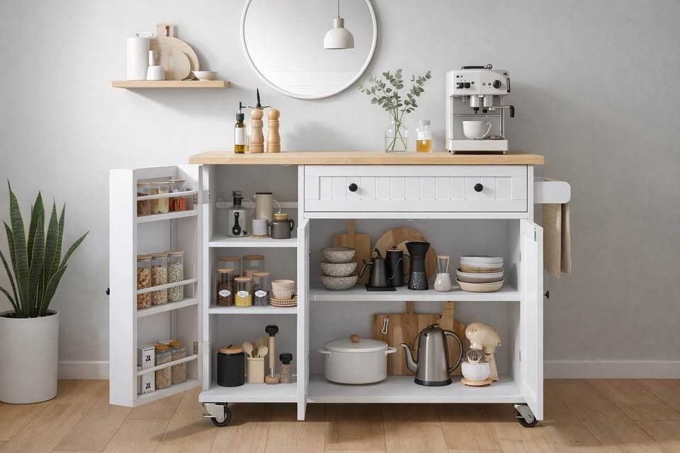Modern Kitchen Island / Coffee Bar / Sideboard - On Wheels - photo 2