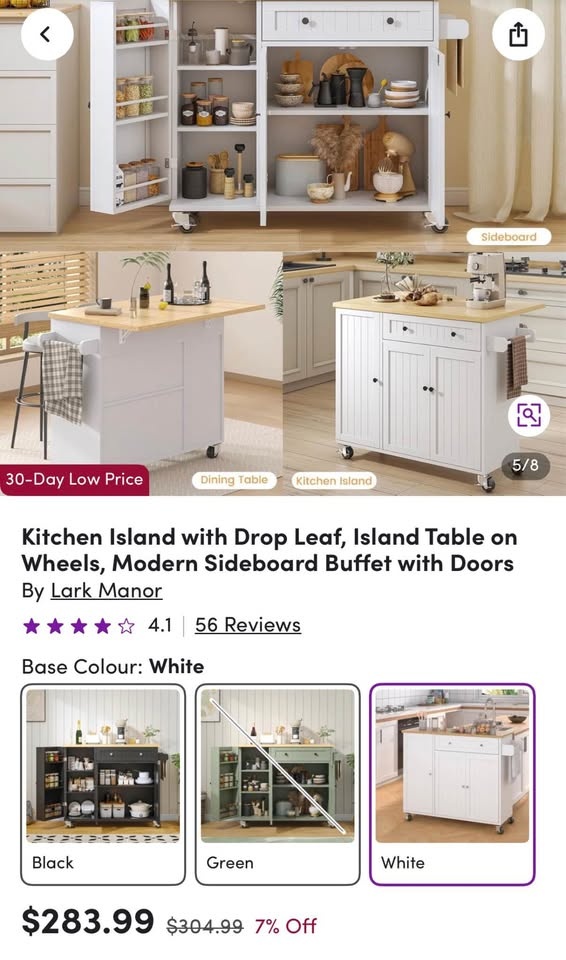 Modern Kitchen Island / Coffee Bar / Sideboard - On Wheels - photo 5