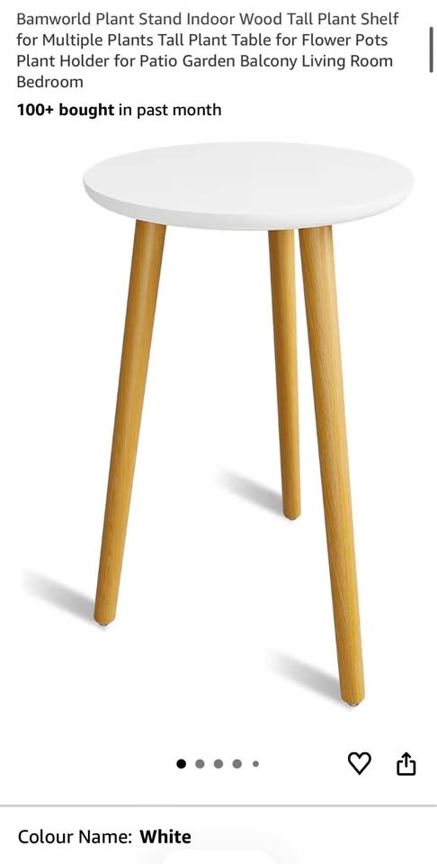 Bamworld White Round Plant Stand