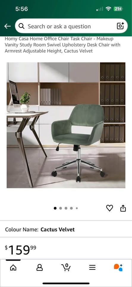 Grey Velvet Office/Desk Chair - photo 3