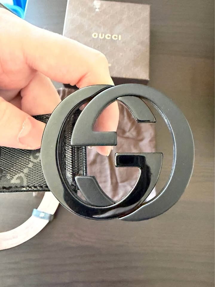 Matte/Glossy Black Unisex Gucci Belt