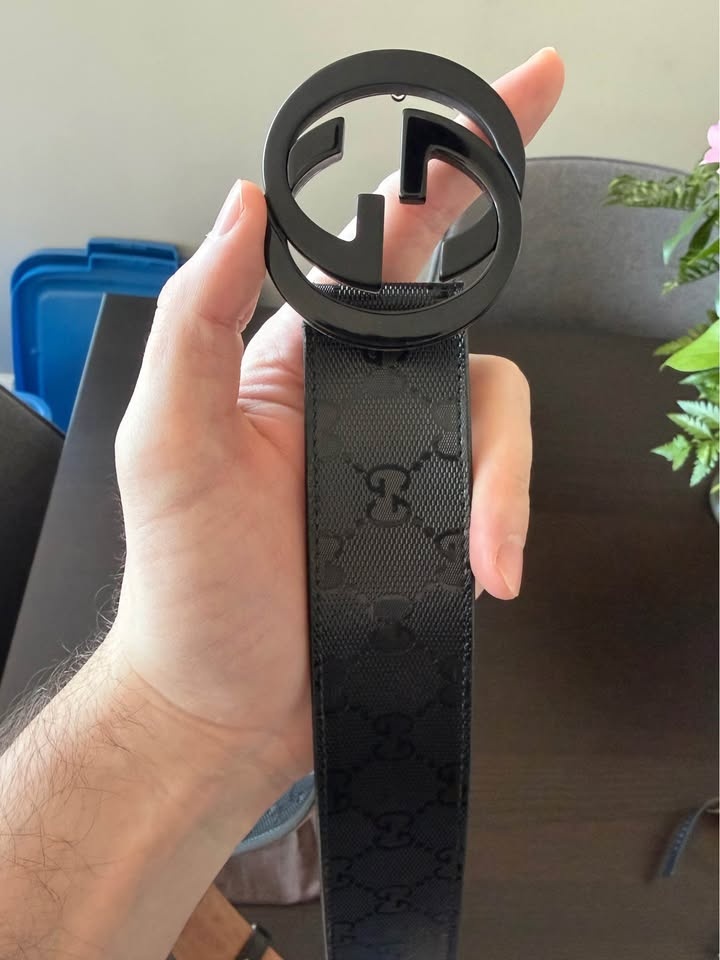 Matte/Glossy Black Unisex Gucci Belt - photo 3