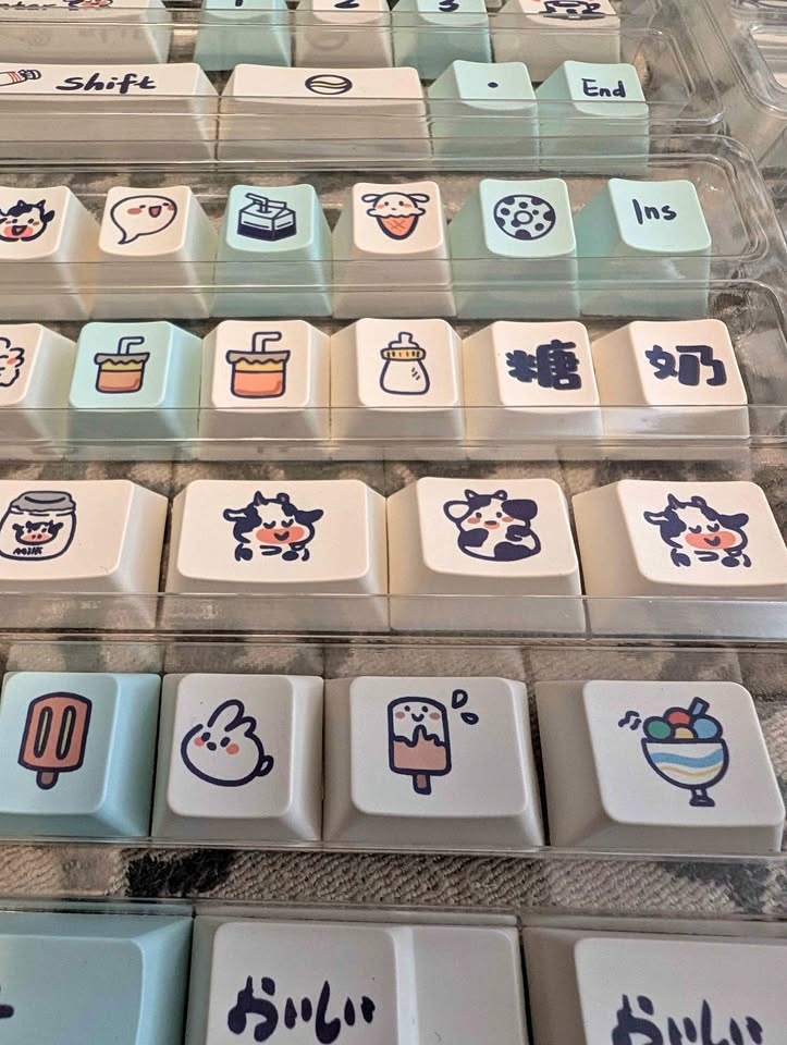 BRAND NEW Kawaii Cow & Milk PBT Keycap Set - XDA Profile (130+ K