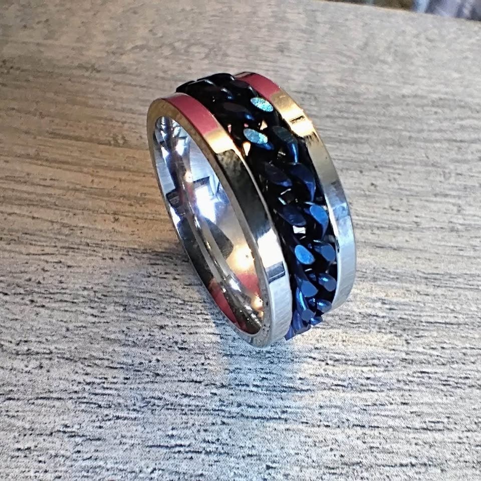 Blue Stainless Steel Ring For Men - photo 4