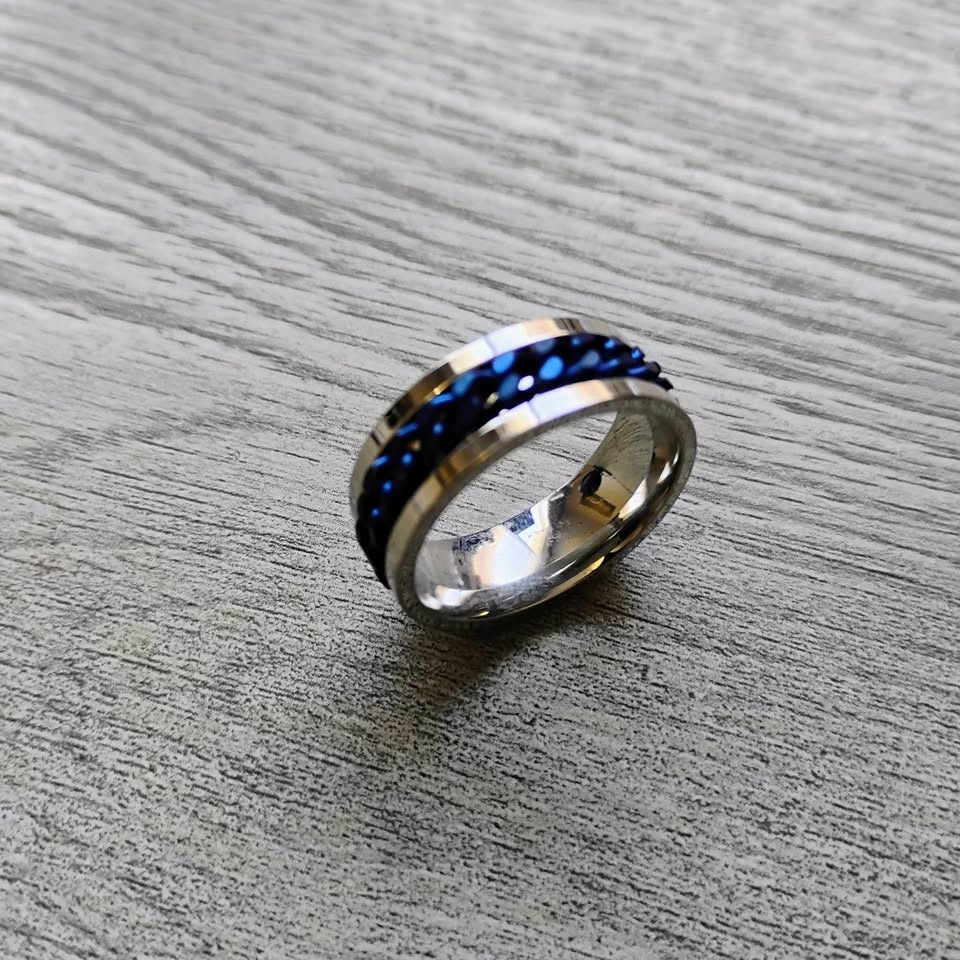 Blue Stainless Steel Ring For Men - photo 5
