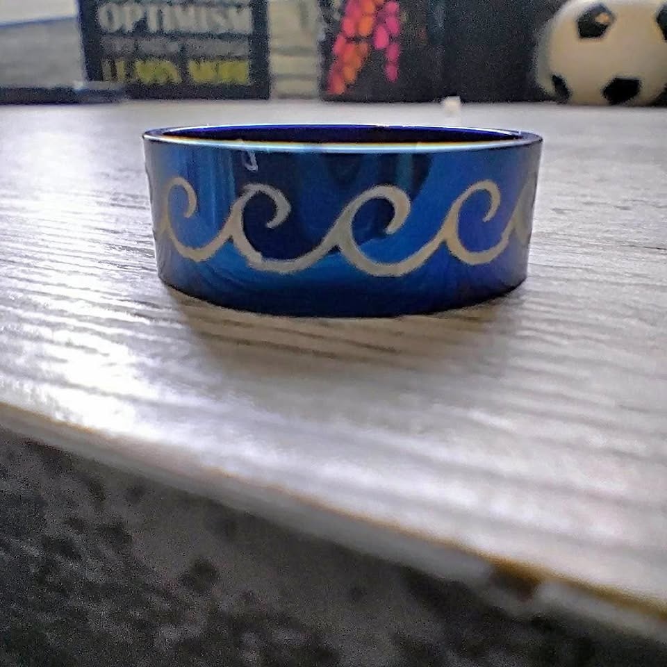 Blue stainless steel Ring