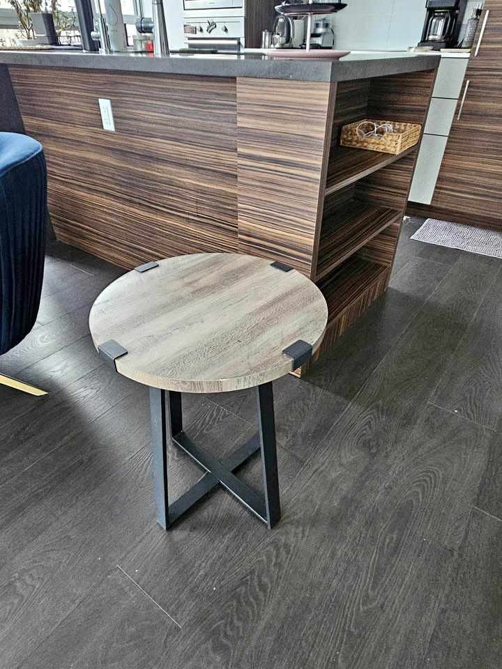 Grey Coffee Table with Black Metal Base (20")