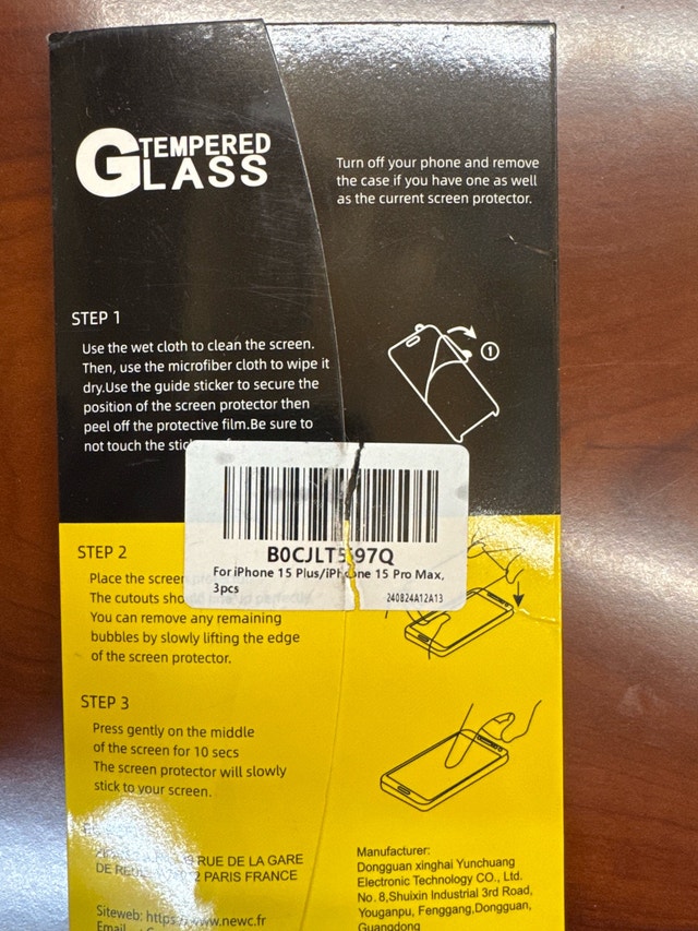 iPhone 15 Tempered Glass Screen Protectors (3-Pack)