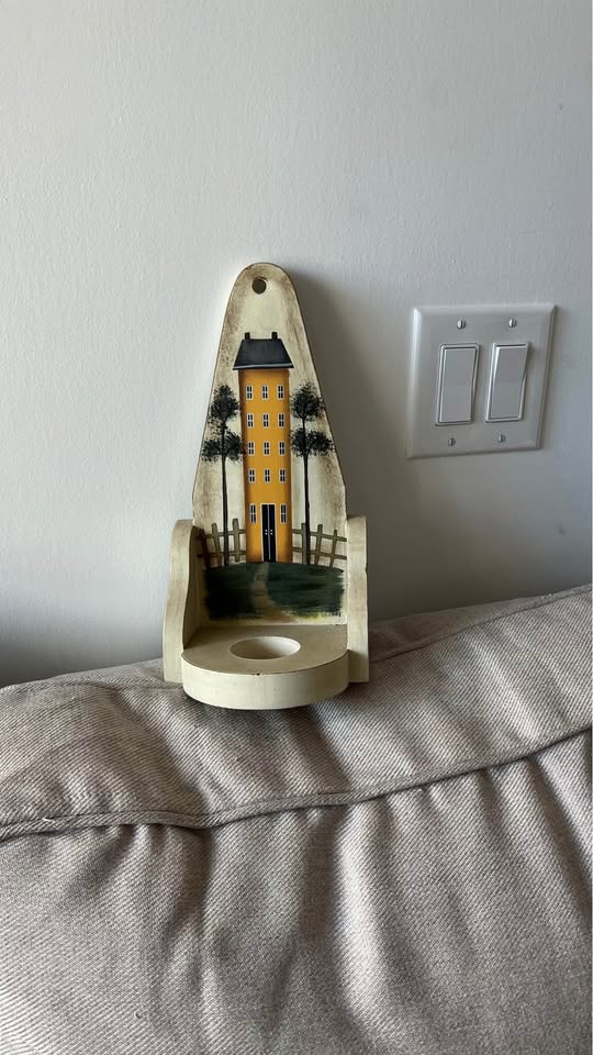Fall vintage wood candle holder - photo 3
