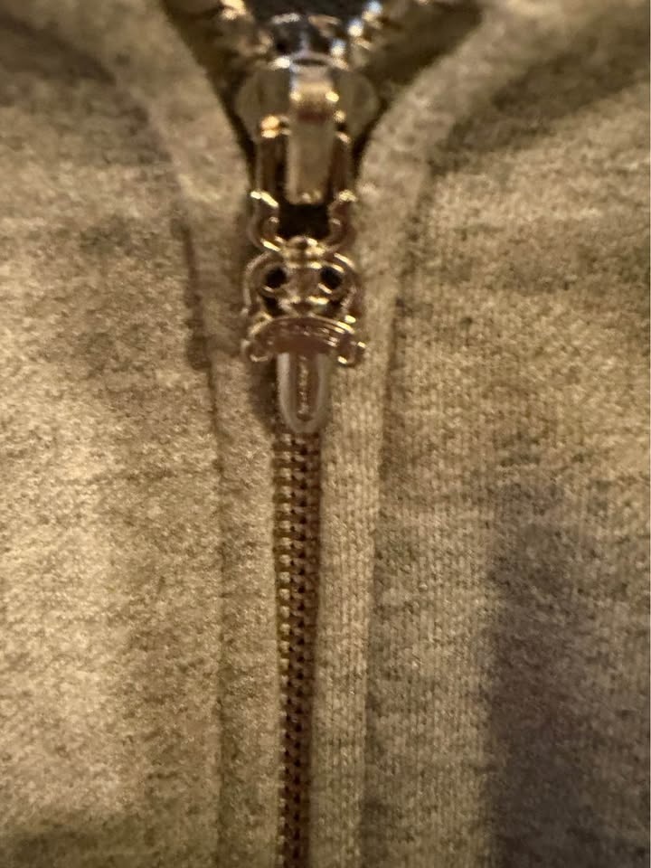 Chrome Hearts Grey and Black Triple Cross Patch Zip Up Hoodie - photo 4