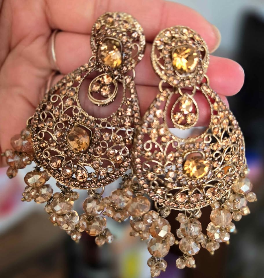 Elegant Antique Gold Bridal Necklace Set - photo 2