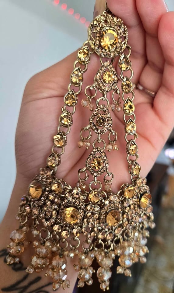 Elegant Antique Gold Bridal Necklace Set - photo 4