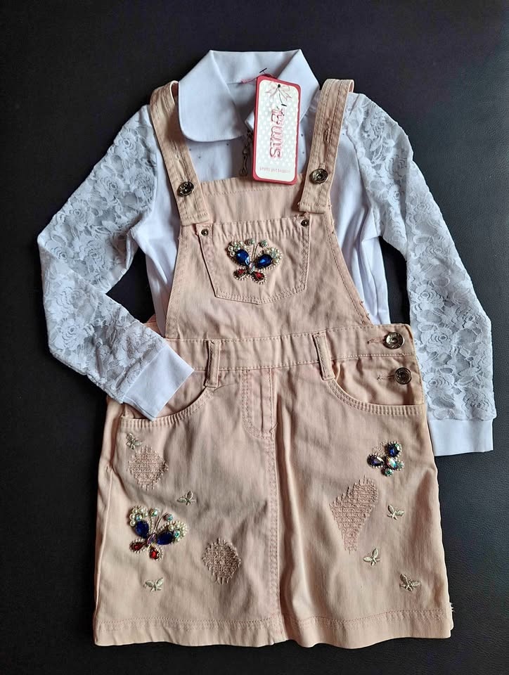 Beautiful Girl's Blouse and Skirt Set - Beaded Butterflies - Siz