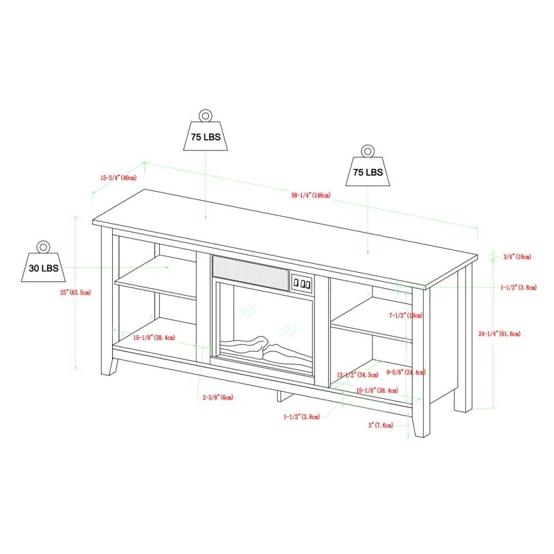 TV Stand for TVs up to 65'' with Electric Fireplace - photo 4