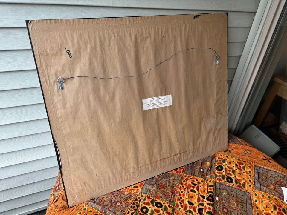 Vintage Brushed Metal Beveled Wall Mirror • Made in Canada - photo 5
