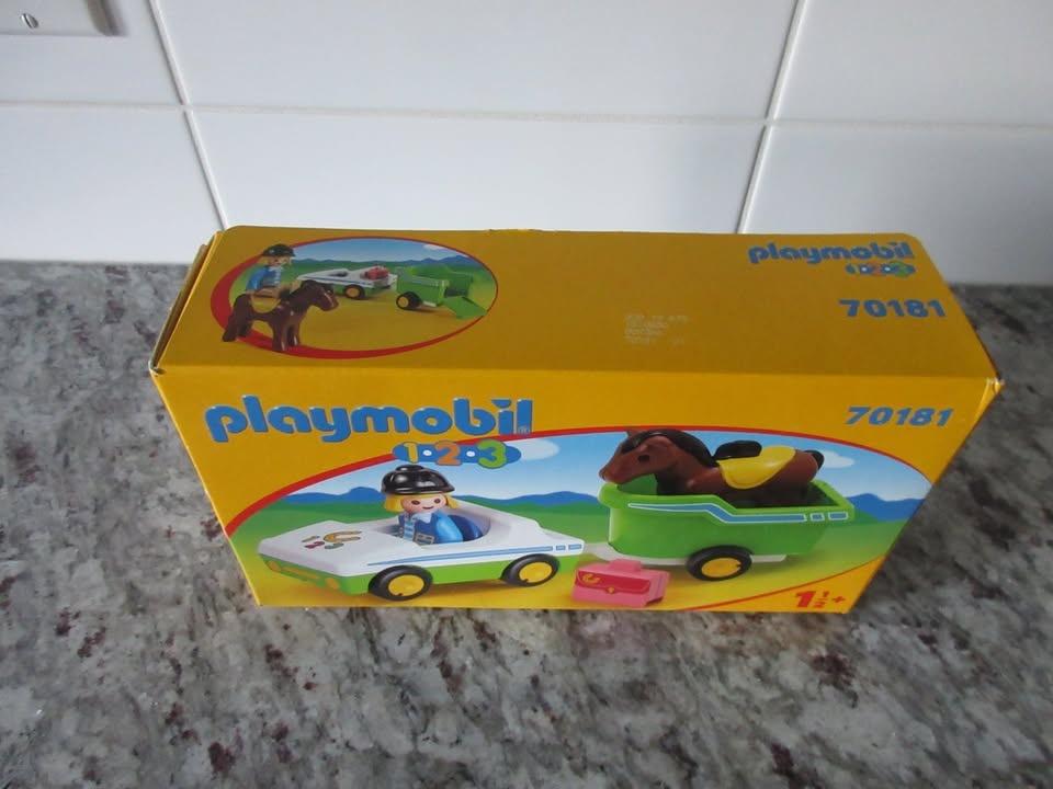 Playmobil 1.2.3 70181 Playset: Car with Horse Trailer - photo 2