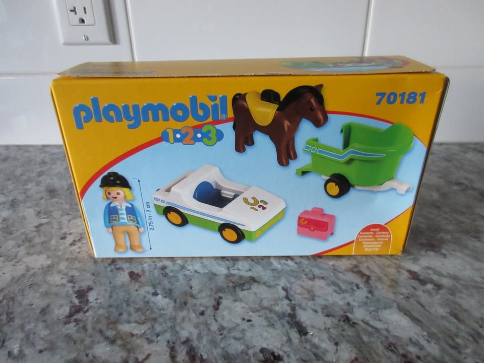 Playmobil 1.2.3 70181 Playset: Car with Horse Trailer - photo 4