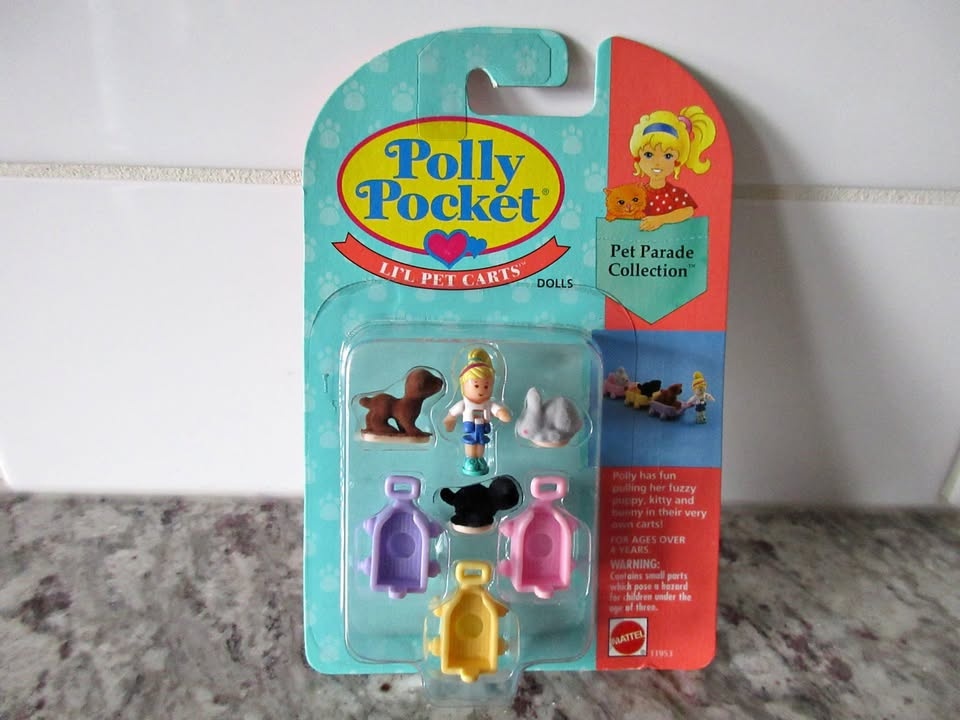 Vintage Polly Pocket Lil Pet Carts Playset