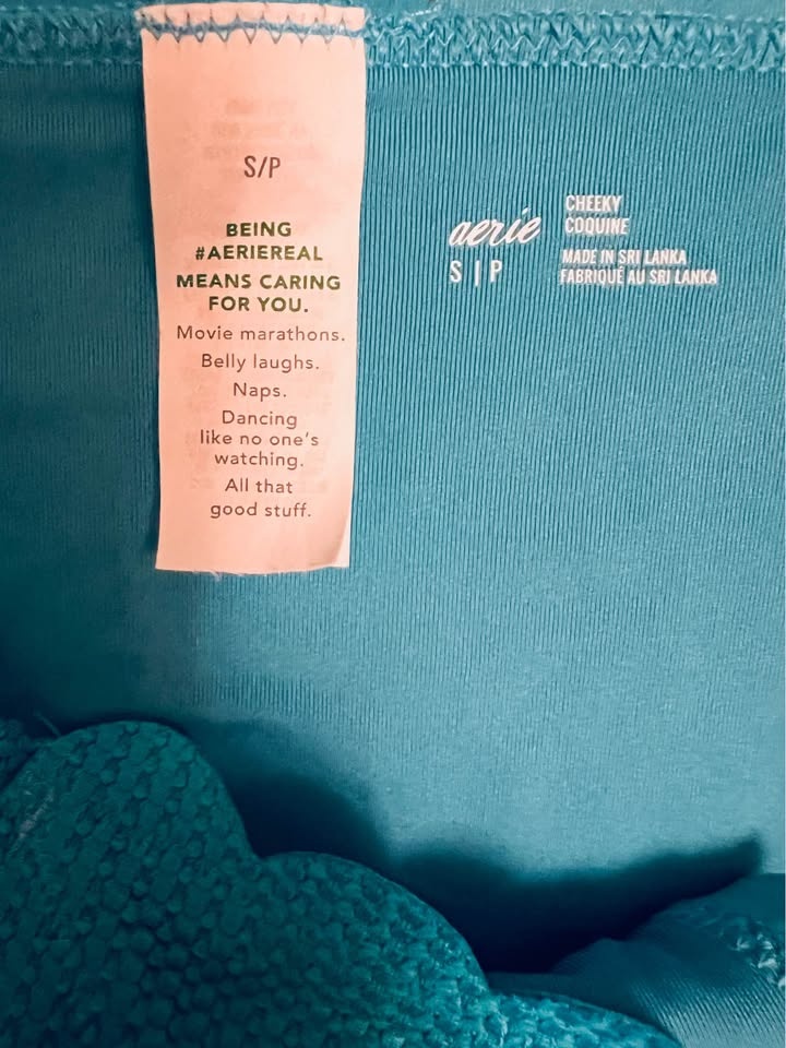Aerie Teal Scalloped Cheeky Bikini Bottom S/P - photo 2