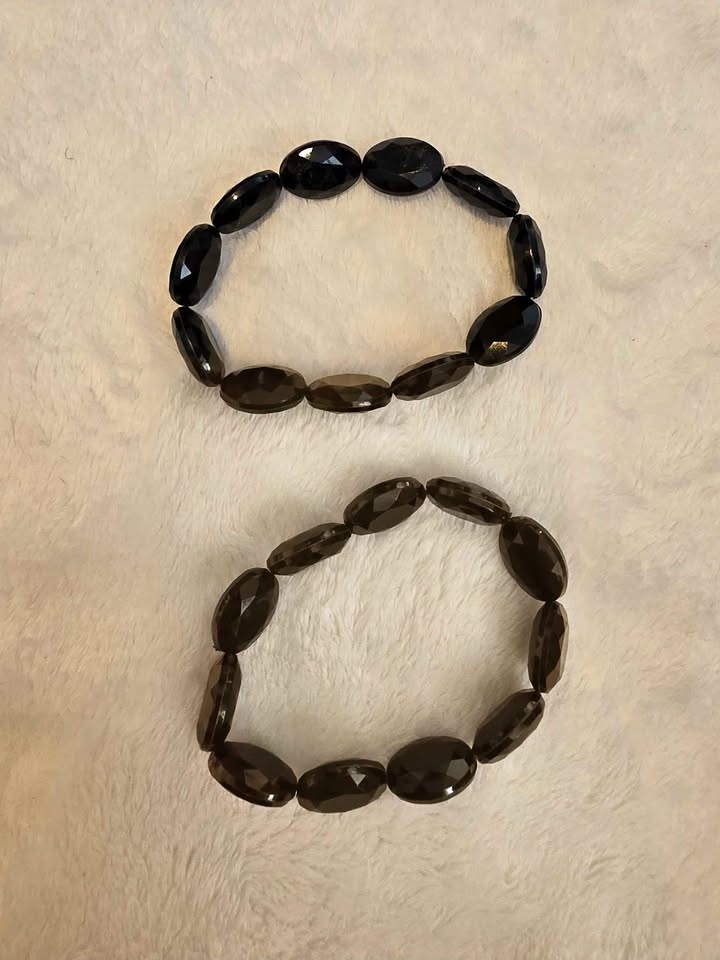 2 Black Vintage Beaded Bracelets