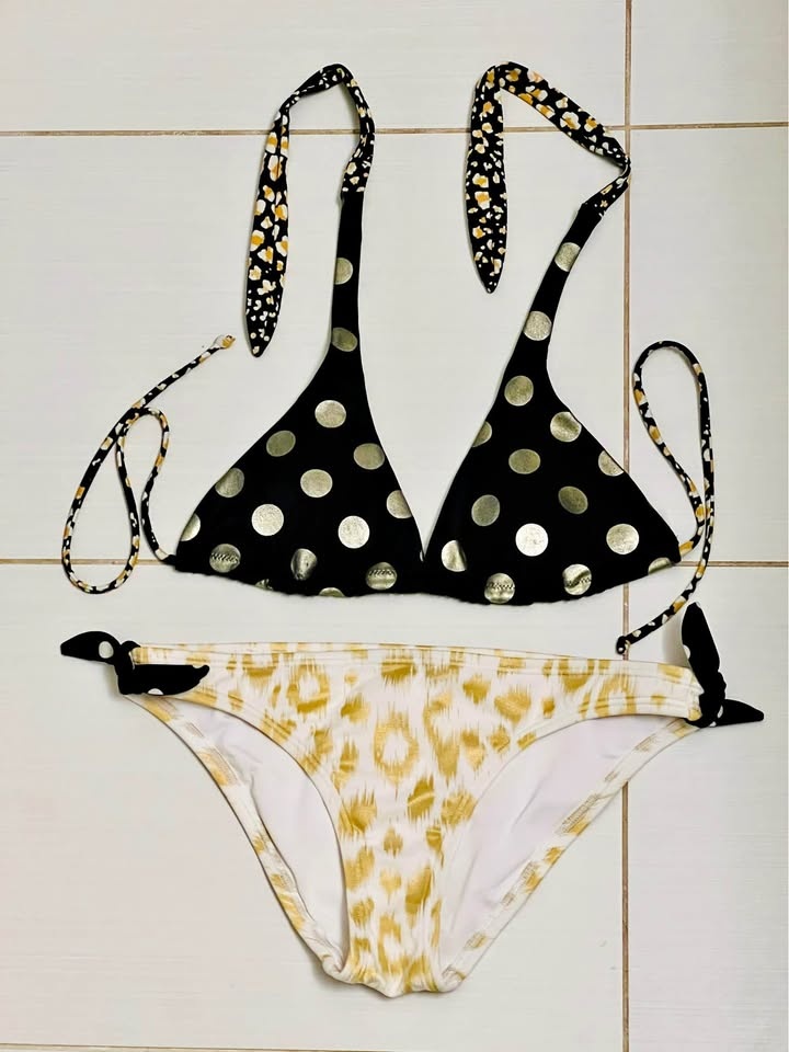 Victoria's Secret Bikini Set S/P Gold Polka Dot & Animal Print