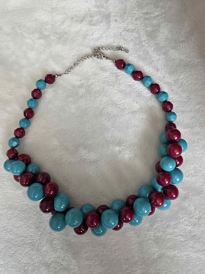Purple and Teal Beaded Choker
