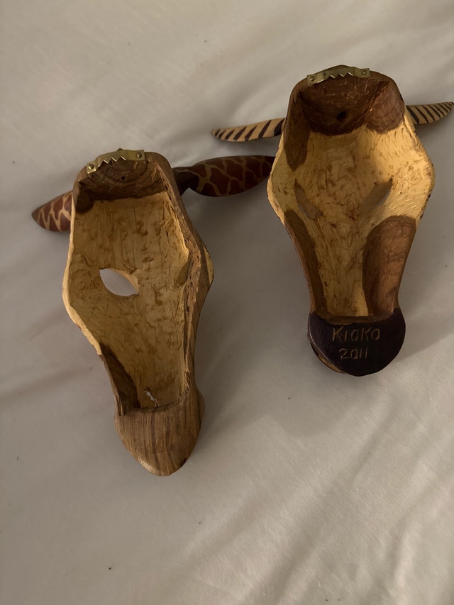 Wooden Carved Animal Masks - Giraffe & Zebra - photo 2