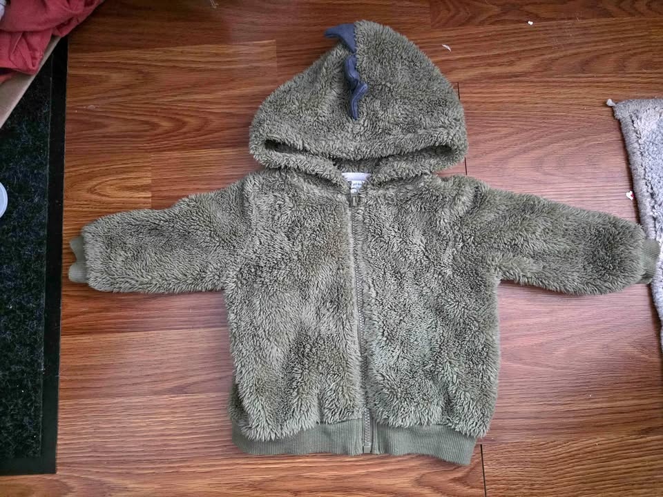 Green Dinosaur Fuzzy Zip up